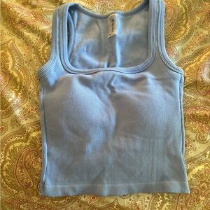 Altar'd State Blue Ribbed Crop Tank Top
